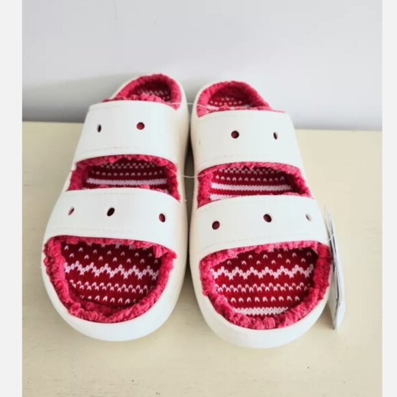 Brand New Crocs Classic Cozy Sandals  Fuzzy Slippers Holiday Sweater Men's 11 - Picture 8 of 9
